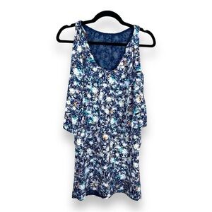 NEW XS METAPHOR BLUE FLORAL FLOWY DRESS COLORFUL COTTAGE   V NECK